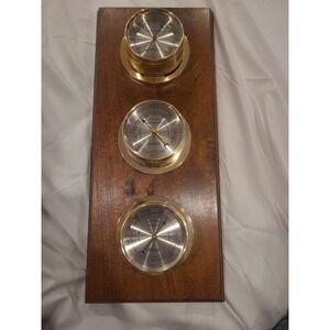 Vintage‎ Springfield 3 Gauge Weather Station Humidity Temperature Barometer USA